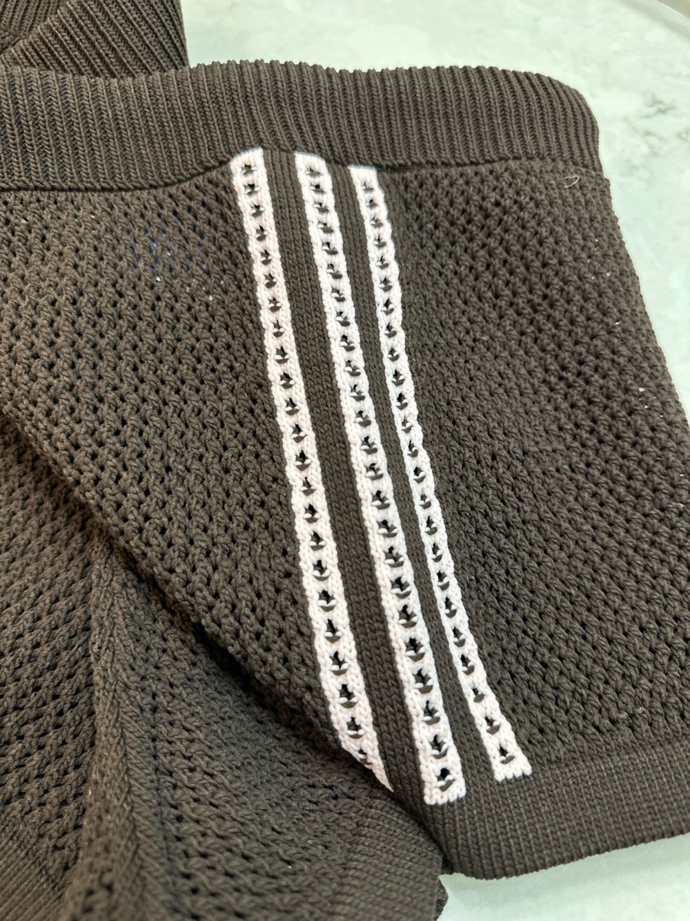 adidas Black Mesh Athletic Shorts with White Trim - Picture 8 of 8